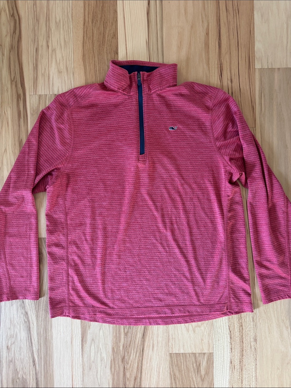 Vineyard Vines Performance Pink Red Striped Quarter-Zip Pullover, large